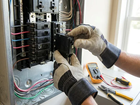 Tableau electrique avec disjoncteur differentiel avant installation borne